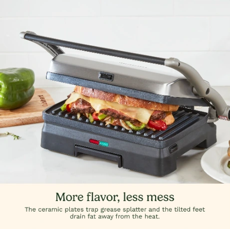 Cuisinart GR-11NAS ecommerce creative: Grease drainage benefit
