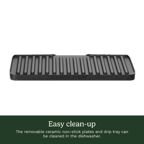 Cuisinart GR-11NAS ecommerce creative: Removable plates and clean-up