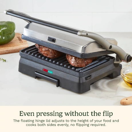 Cuisinart GR-11NAS ecommerce creative: Floating hinge benefit