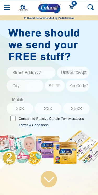 Address form linked to the promise of receiving product samples